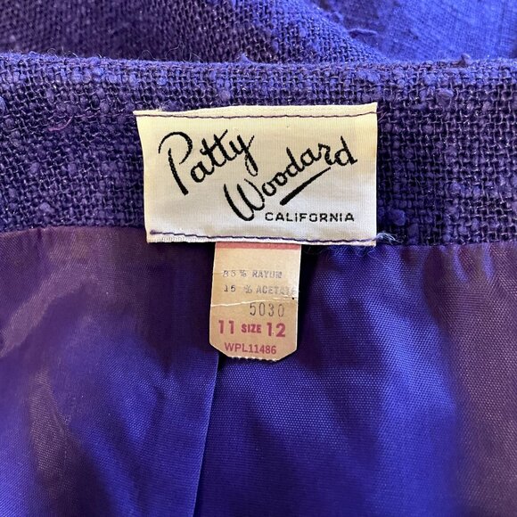 50s Vintage Patty Woodard Purple Woven Skirt and Jacket set with Ruffle Sleeve a - Picture 7 of 9